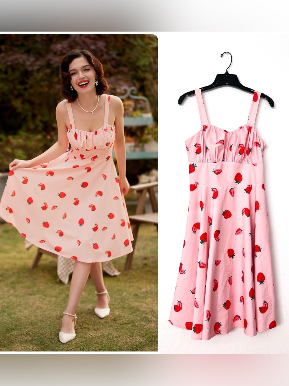 Belle Poque Retro 50s Style Summer Strawberry Swing Dress